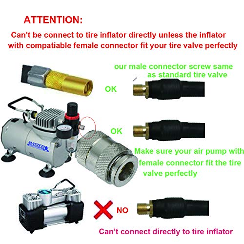 Melphan-Auto 2PCs Air Inflator Hose Adapter Convert Twist On Connection to Lock On Connection, Locking Air Chuck with Air Hose and Standard Tire Valve Fine Thread