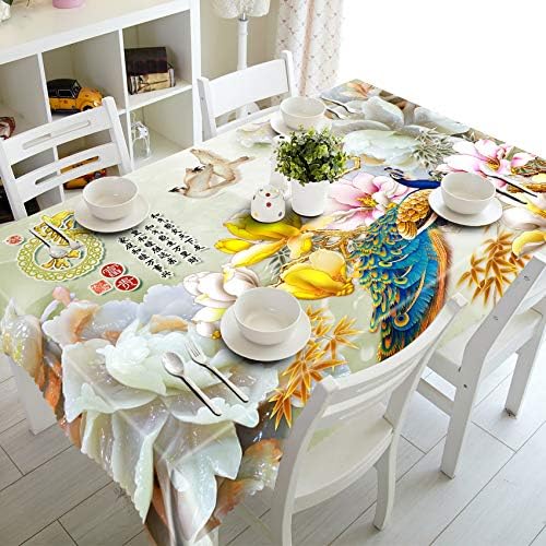 QWEASDZX Tablecloth Tablecloth Waterproof Tablecloth Rectangular 3D Digital Printing Outdoor Garden Table Cover 134x183cm