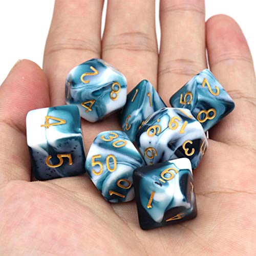 PJOY DND Dice Set Wisp D D Dice for Dungeons and Dragons Role Playing Games (Red Black) (Teal White) - Thumbnail 3