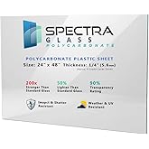 Clear Polycarbonate Sheet 24" x 48" (1/4" Thick) | Stronger Than Plexiglass Sheets, Hard Plastic Sheets Similar to Lexan, UV Resistant, Nominally Cut +-1/8", Made in USA