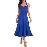 DRESSTELLS Women's Halter Cocktail Dresses 2025 Wedding Guest Formal Prom Bridesmaid Tea Length Split Ruffle Summer Dress