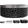 Coldest Dog Bowl - Anti Rust Metal, Non Slip, 3 Layers Insulated Stainless Steel Dog Bowls - Spill Proof & Heavy Duty - Water Bowl for Dogs, Cats & Pets, Dish Washer Safe (100 oz, Black Leopard)