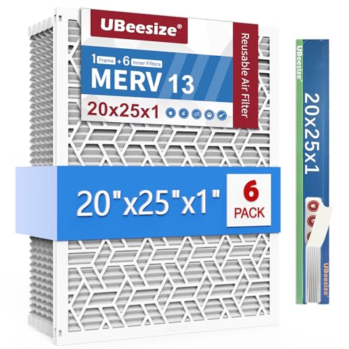 UBeesize 20x25x1 Air Filter(6-Pack),Upgrade AC/HVAC/Furnace Filter,MERV 13,MPR…
