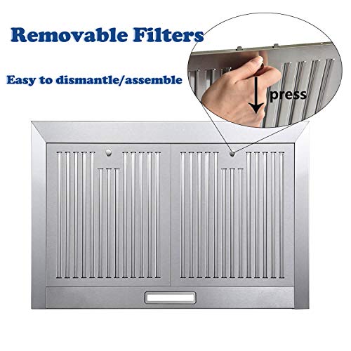 Tieasy Range Hood, Range Hoods 30 inch Stainless Steel, 450 CFM Kitchen