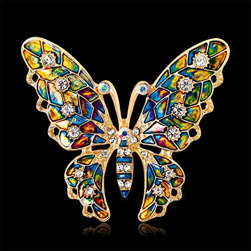 Afco Women Butterfly Rhinestone Brooch Pin,Colorful Metal Lapel Broochpin Dress Jewelry Decor
