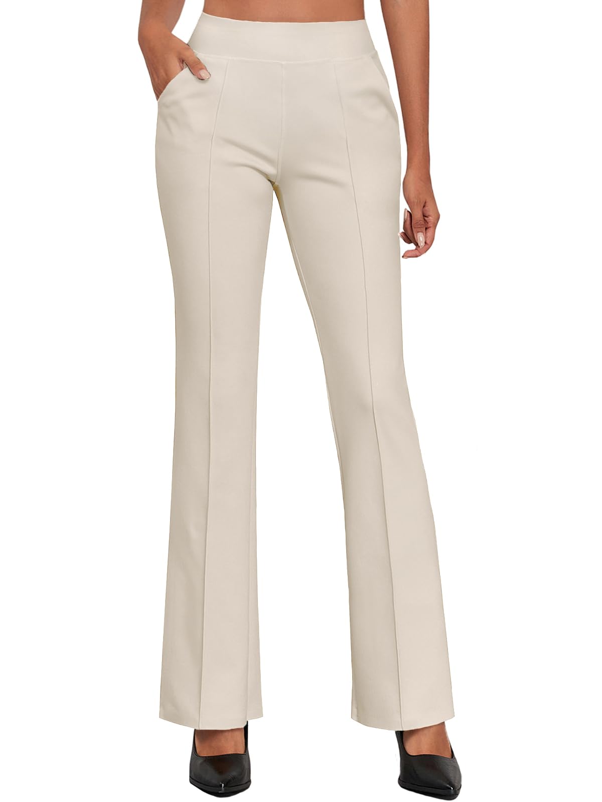 Photo 1 of Agenlulu Womens Dress Pants Elastic High Waisted Stretch Bootcut Business Casual Pants Pull on Office Work Slacks