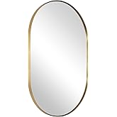 ANDY STAR Oval Bathroom Mirror, 20x33’’Oval Gold Mirror Stainless Steel Metal Frame Mirror for Bathroom, Entryway, Living Roo