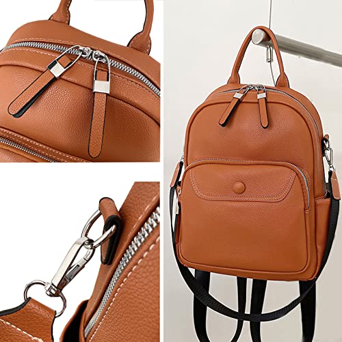 Women Small Backpack Purse，Soft Faux Leather, Multiple Pockets, Casual Daypack for Teens Girls, Shoulder Bag Handbags Orange 73