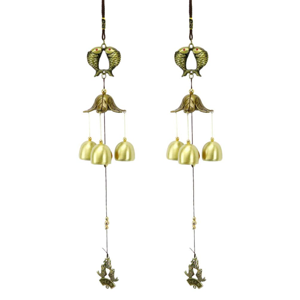 Toyvian 2pcs Metal Wind Chimes with Fish Decoration Vintage Windbells Hanging Ornament Decorations for Home Outdoor Garden Patio (Fish)
