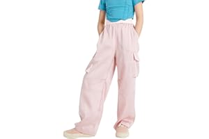 WELAKEN Lightweight Silky Jogger Pants for Girls Kids & Toddler Warm Weather Cargo Loose High Waisted Pants