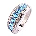 Psiroy 925 Sterling Silver Plated Simulated Blue Topaz Half Eternity Band Ring Size 8