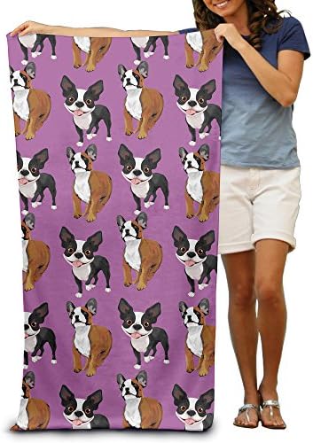 Boston Terrier And French Bulldog Friends Soft Cotton Beach Towel Bath Pool Towel Printed Microfiber Towel 30x50inch