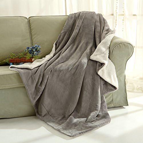Sherpa Fleece Blanket Throw, Bed Blanket for Winter | Plush Microfiber Lightweight Travel Blanket Cozy Softest Warm Thick | Thermal Fuzzy Blanket for Teen Girls | Best Gift for Moms Grey 60x80"