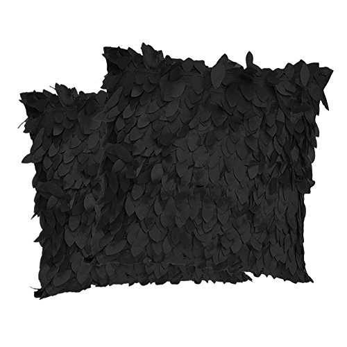 Fallen Leaves Feather Couch Cushion Cover Home Sofa Throw Pillow Case Black 2Pcs