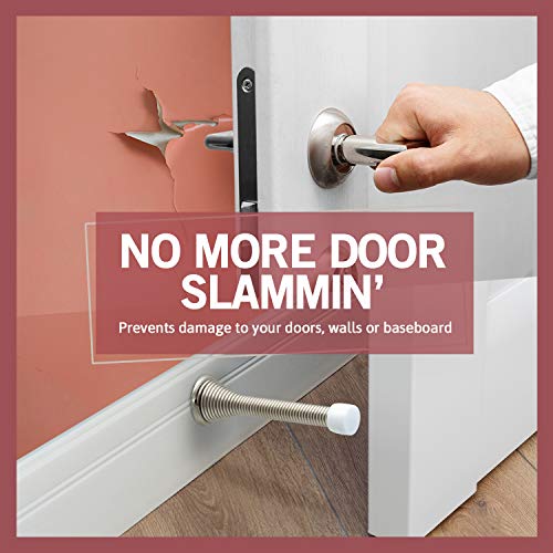 Jack N' Drill (3 ⅛) Spring Door Stopper (7 Pack) w/ 3X Hinge Pin Door Stops | Flexi Heavy Duty Door Stop for Home, Office - Rustproof, Bendable Spring Steel & Durable Rubber Tips