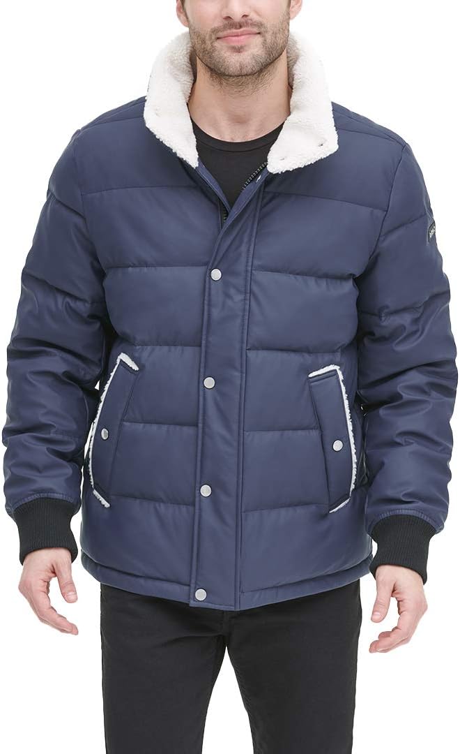 men's leather jacket with sherpa collar