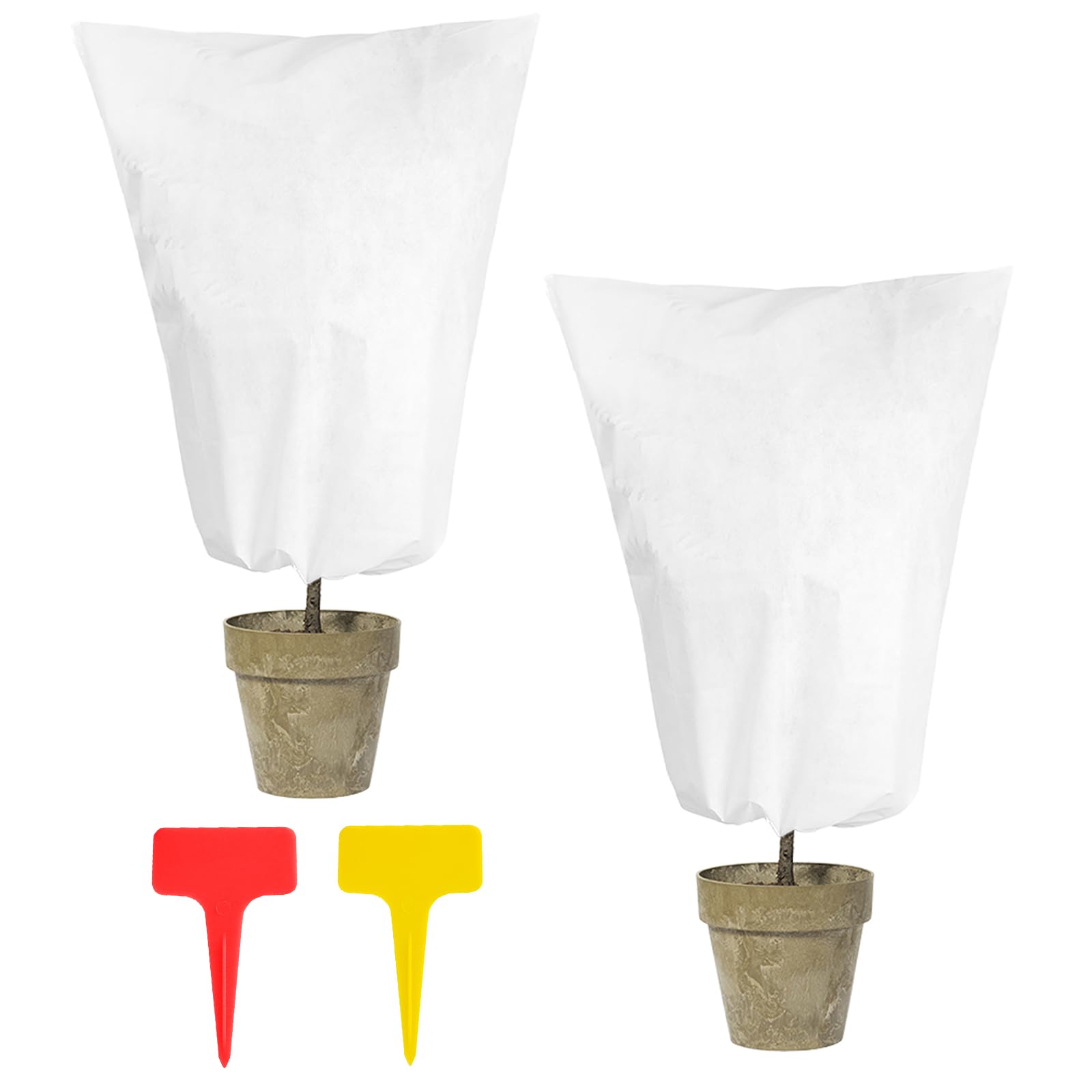 VEGCOO 2 Packs Plant Fleece Frost Protection, Plant Covers for Winter with Zipper and Drawstring for Protecting Plants from Frost Damage(80x100cm, 70gsm)
