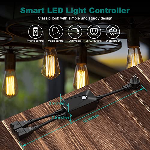 Outdoor Light Dimmer for String Lights Outdoor Smart Dimmer Plug 2
