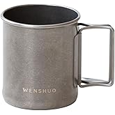 WENSHUO Outdoor Folding Cup,Small Camping Mug,Vintage Stainless Steel,10.65 fl oz (315 ml)