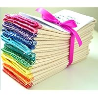 NEW PRODUCT-Heavy Duty-Paperless Towels, 2-Ply, Made from Natural Unbleached Cotton Birdseye Fabric - 11x12 inches (28x30.5 cm) Set of 10 in Rainbow colors