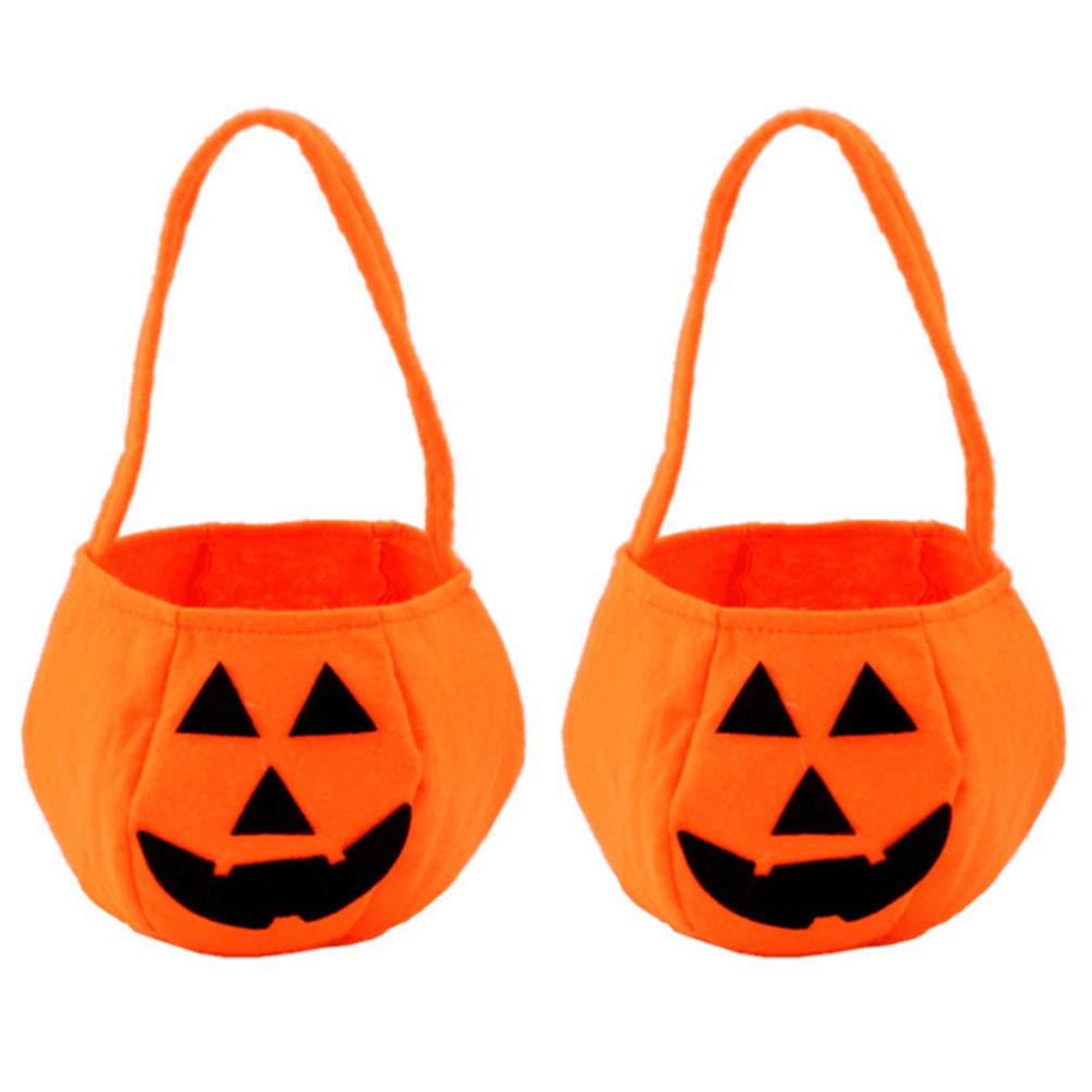 VORCOOL 2Pcs Halloween Pumpkin Bag Pumpkin Candy Basket Portable Pumpkin Candy Jar for Festival Party Kids