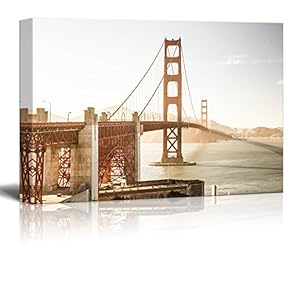Canvas Wall Art - Golden Gate Bridge - Giclee Print Gallery Wrap Modern Home Art Ready to Hang - 12" x 18"