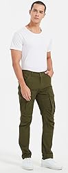 Plaid&Plain Men's Cargo Pants Slim Fit with 3D