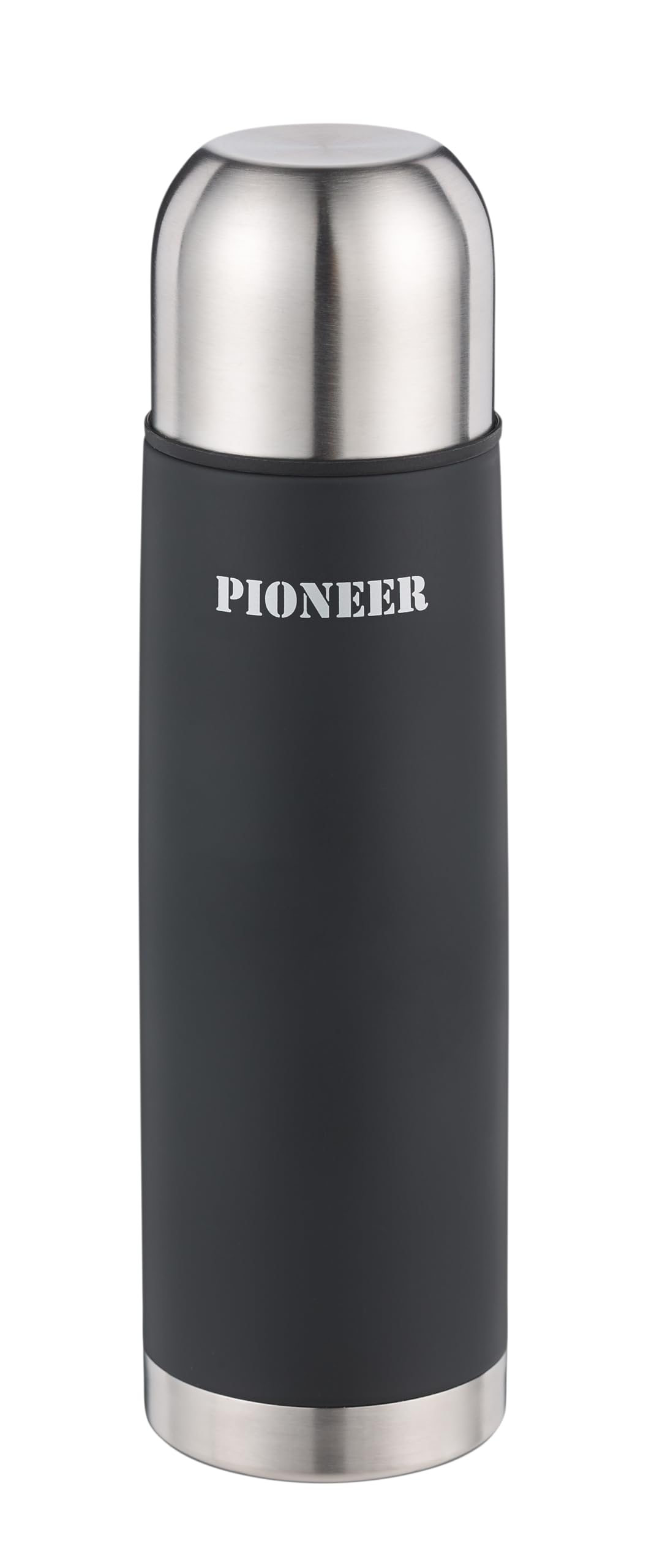 Pioneer Insulated Vacuum Flask for Hot Drinks 1000 ml/ 1 Litre Travel Flask, 18/10 Stainless Steel - Keeps Drinks Hot for 8 Hours, Black