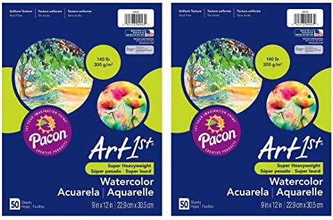 Art1st Watercolor Paper, 140 lb, 9" x 12", 50 Sheets (2-(Pack))