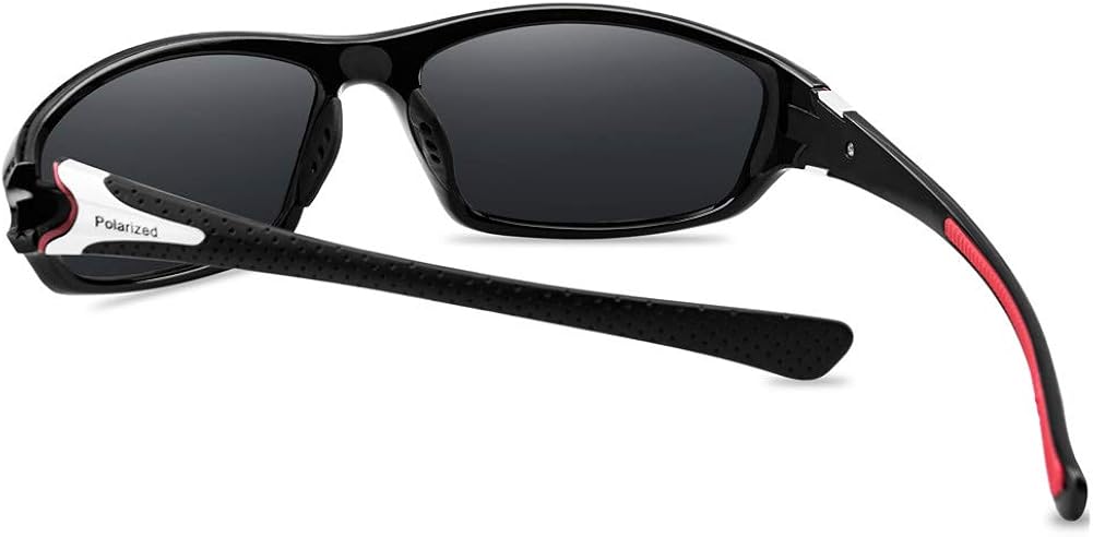 Grainas Polarized Sports Sunglasses for Men Women Cycling Sunglasses Fishing Driving Hiking Unbreakable Frame (black red) - Image 3