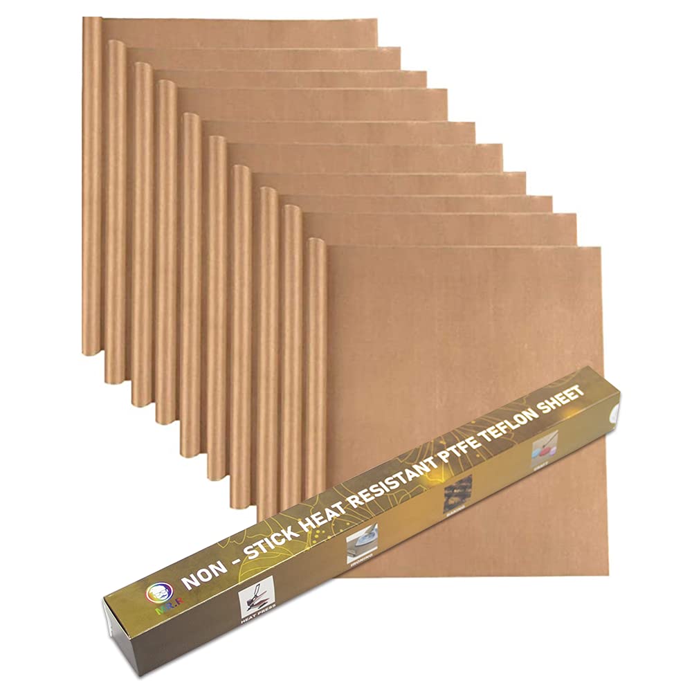 MR.R 10 Packs 16"x24" 0.11mm Heat Resistant Non Stick PTFE Teflon Sheet Reusable Craft Mat for Heat Press Transfer Baking Cooking Ironing Printing