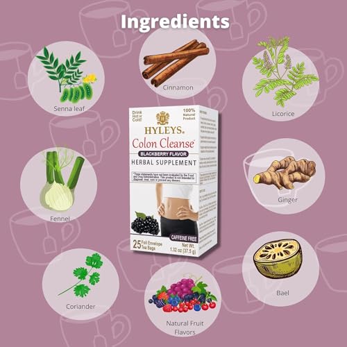 Hyleys Colon Cleanse Tea Blackberry Flavor - 25 Tea Bags (12 Pack - 300 Tea Bags Total)