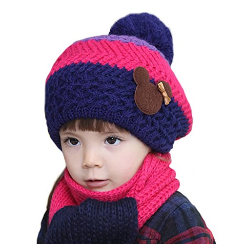 FuzzyGreen Kids Winter Beanie Hat Scarf Set Hats Bundle
