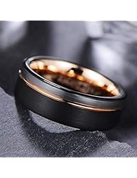 Anillo de compromiso de carburo de tungsteno para hombre de Pinonly, anillo de promesa de 0.315 in, azul, negro, oro rosa, blanco, ajuste cómodo, cepillado, te quiero