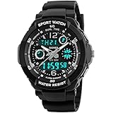 Kid Watch Multi Function Digital LED Sport 50M Waterproof Electronic Analog Quartz Watches for Boy Girl Children Gift White