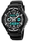 Kid Watch Multi Function Digital LED Sport 50M Waterproof Electronic Analog Quartz Watches for Boy Girl Children Gift White
