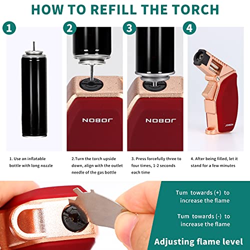 JOBON Torch Lighter Adjustable Firepower Refillable Butane Gas Jet