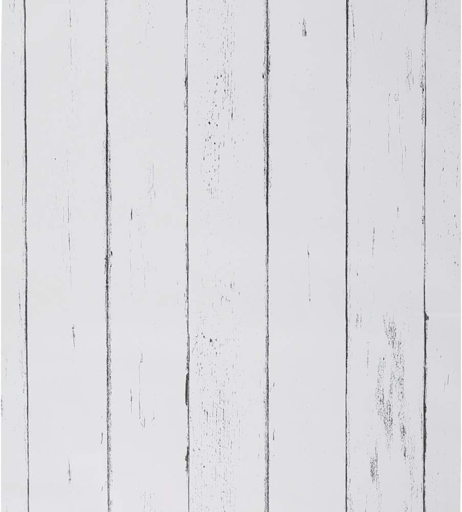 FENTIS Wood Panel Wallpaper for Bathroom Peel and Stick Wallpaper for Kitchen White Self Adhesive Contact Paper for Walls Living Room 44.5x1000cm Vinyl Wrap Roll for Door Worktop