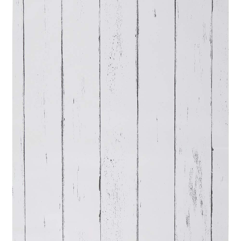 FENTIS Wood Panel Wallpaper for Bathroom Peel and Stick Wallpaper for Kitchen White Self Adhesive Contact Paper for Walls Living Room 44.5x500cm Vinyl Wrap Roll for Door Worktop