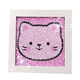Diamond Painting for Kids Full Drill Painting by Number Kits Arts Crafts Supply Set Rhinestone Mosaic Making for Home Wall Decor Gifts for Christmas Birthday Mothers Day -Include Wooden Frame-cat