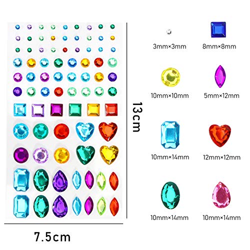 Koogel 540 Psc Rhinestones Sticker, Colorful Self-adhesive Rhinestones Round Crystal Gems Sheet for DIY Crafts Decoration