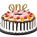 LOVELY BITON(TM 1st First Birthday One Cake Topper Decoration Single Sided Double Gold Glitter