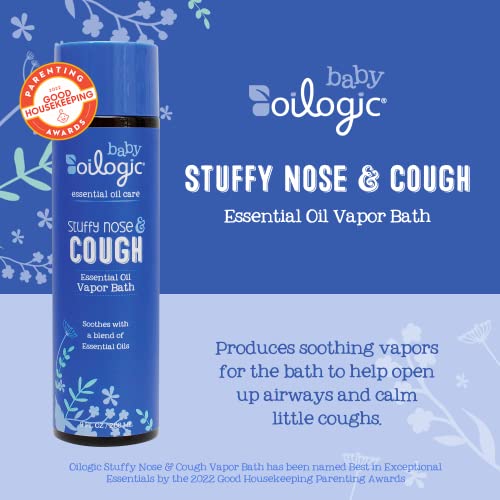 Oilogic Stuffy Nose and Cough Vapor Bath Relief for Babies & Toddlers, Essential Oil Breathe