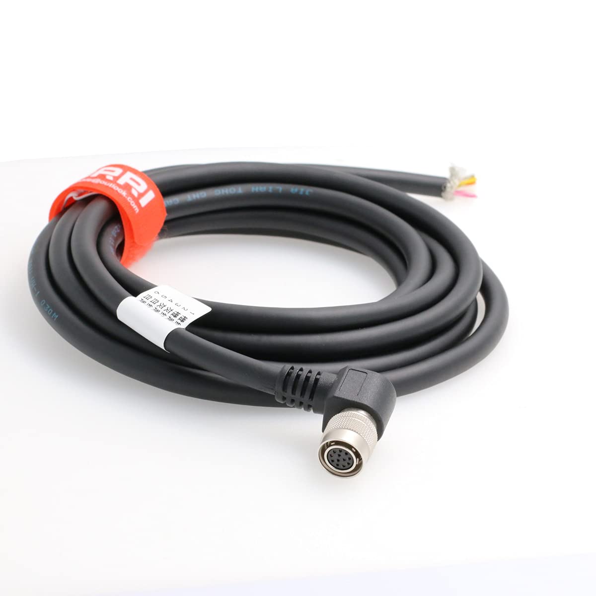 DRRI Right Angle Hirose 12Pin Female HR10A-10P-12S to Leadwires I/O Cable for Basler Camera Aviator GigE (5M)