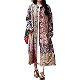 Duberess Women Loose Jacket Distressed Trench Coat Casual Patchwork Garment