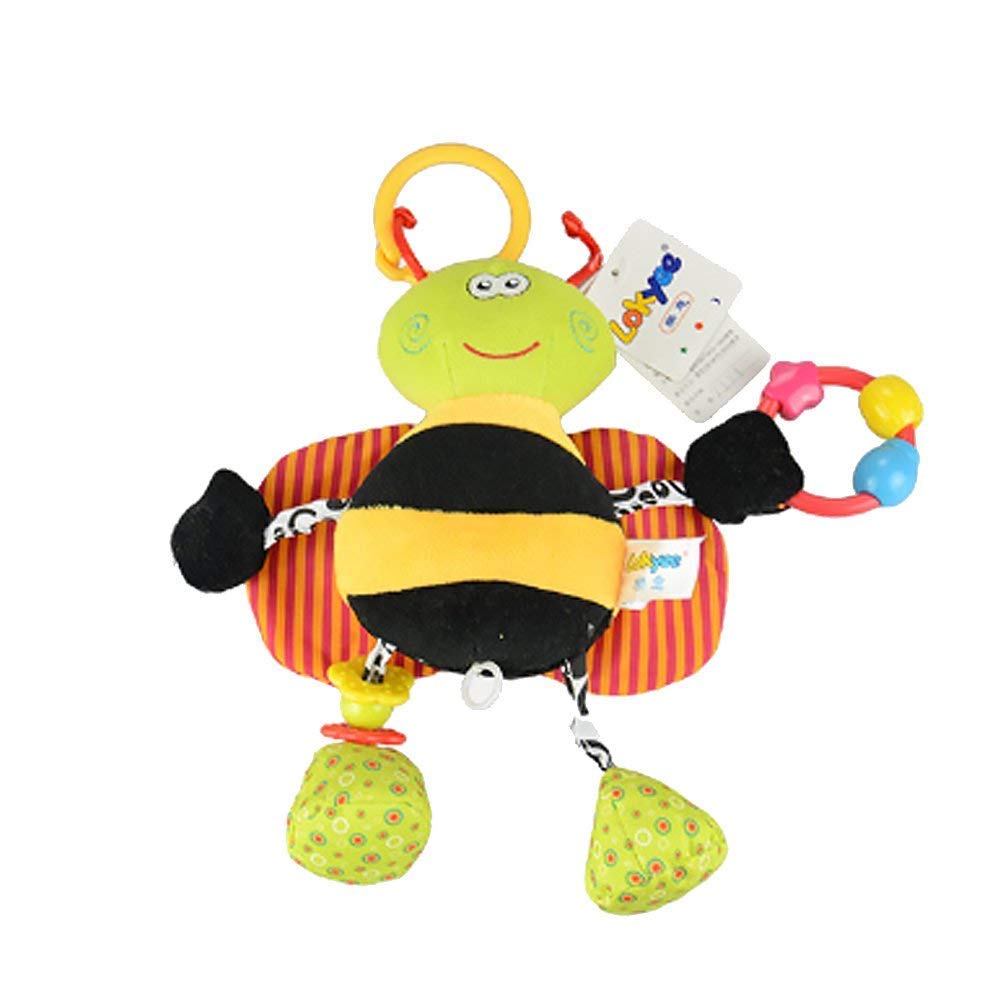 ベビープル ショック ハンギングラトル 幼児 カートゥーン ベッド ベビーカー ぶら下がるぬいぐるみ キュートブラックビー B07h18tvxh がらがらラトル