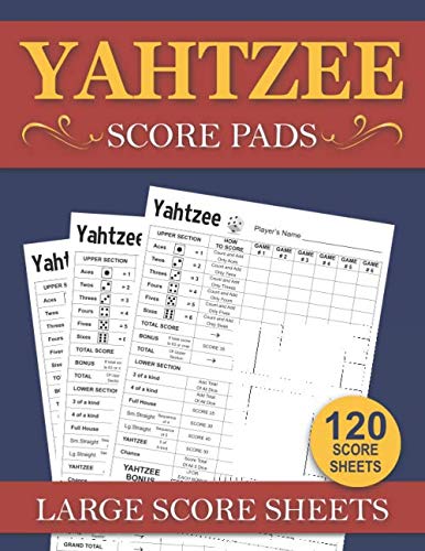 yahtzee score pads giant and large yahtzee score sheets prestige golden game 9798611031360 amazon com books