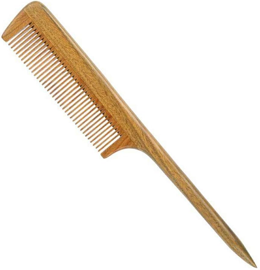 LWBTOSEE Wooden Tail Comb,Fine Tooth Wood Comb,100% Natural Green Sandalwood Anti Static Detangling(J)
