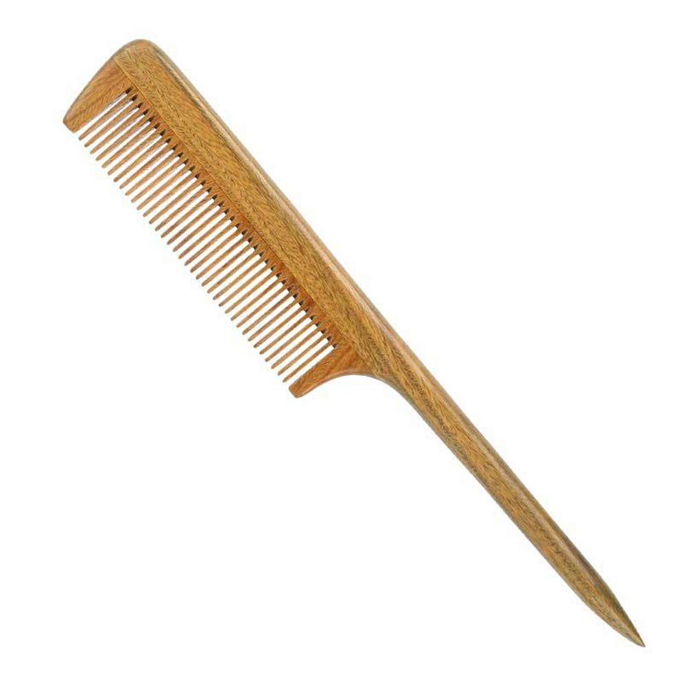 LWBTOSEE Wooden Tail Comb,Fine Tooth Wood Comb,100% Natural Green Sandalwood Anti Static Detangling(J)