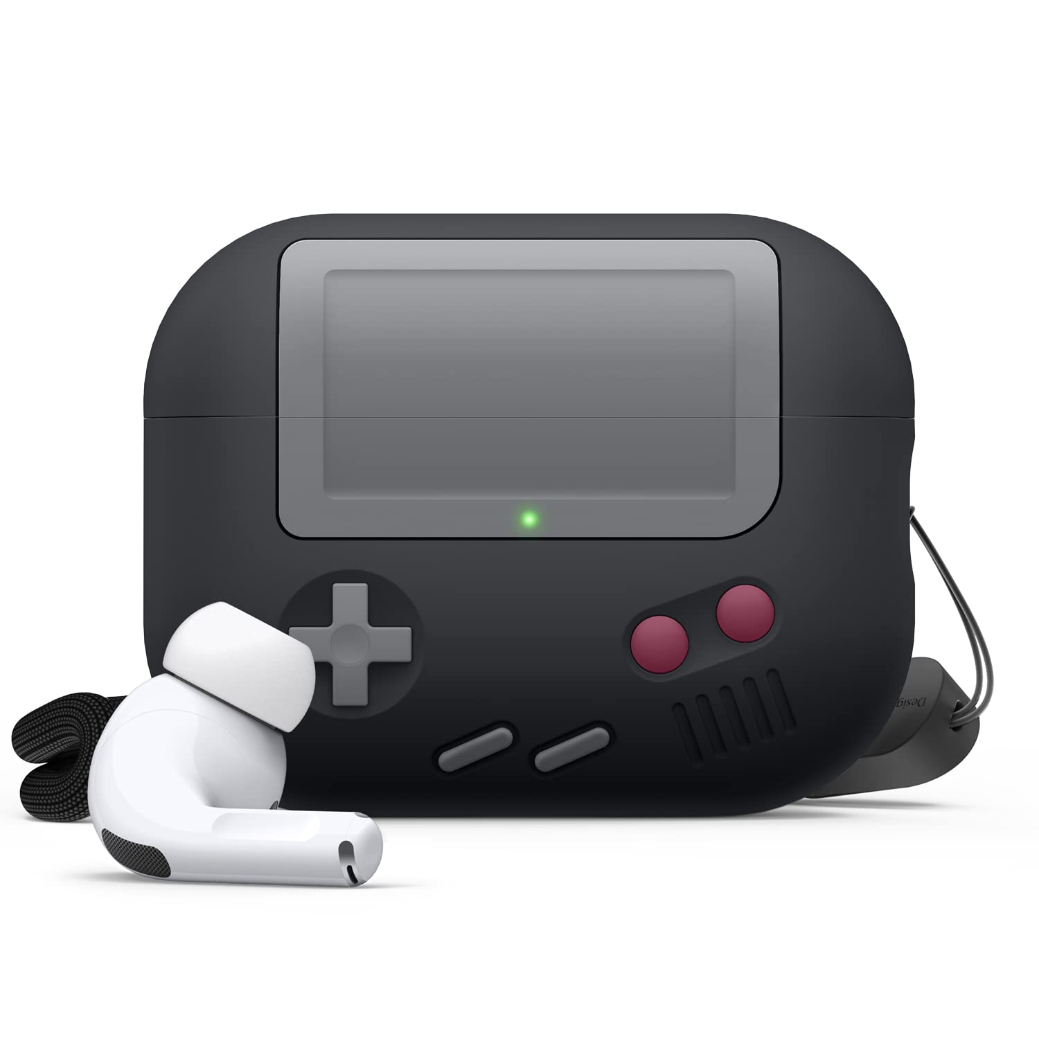 elago AW5 Case Compatible with Apple AirPods Pro 2nd Generation Case Cover Classic Handheld Game Console Design Case Compatible with AirPods Pro 2, Lanyard Included (Black)